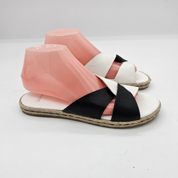 Joie Black White Colorblock Open Toe Leather Slide Sandals Size EU 38.5 / US 8.5 - Picture 9 of 16